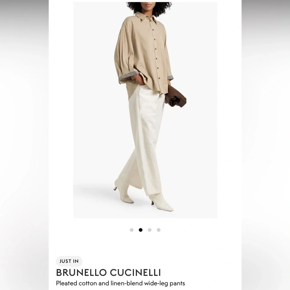 Brunello Cucinelli Cream Wide Leg Pants - Picture 1 of 11